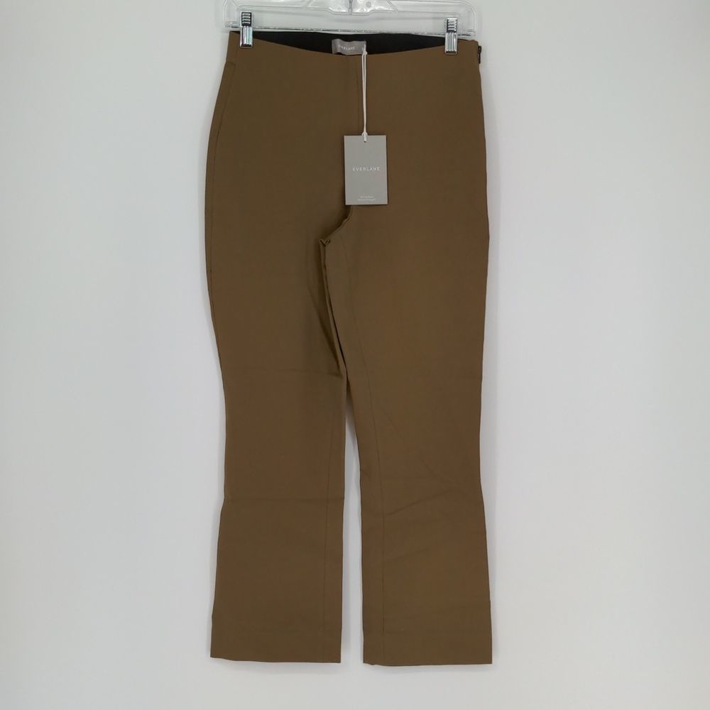 Everlane Women's The Kick Crop Work Pant Size 4 Olive Green Side Zip Bootcut‎